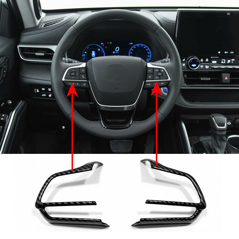 2P for Toyota Highlander 2020-2023 Carbon Fiber Inner Steering Wheel Trim Cover