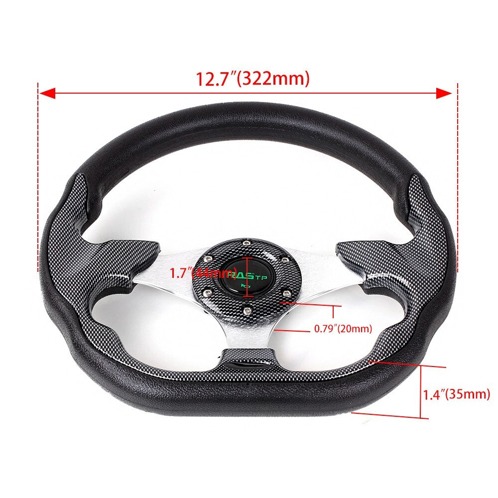 12.5inch Black for Golf Cart Steering Wheel with Black Hub Adapter for EZGO TXT RXV