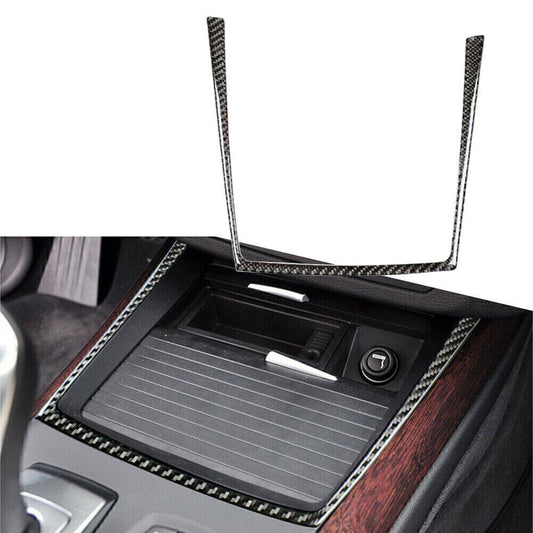 Carbon Fiber Water Cup Holder Sticker Frame Trim for BMW X5 X6 E70 E71 2009-13