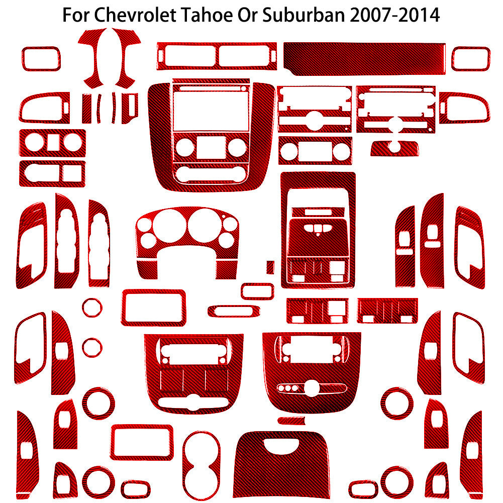 Red Carbon Fiber Interior Full Set Cover Kit For Silverado/Tahoe/ for Sierra 2007-14