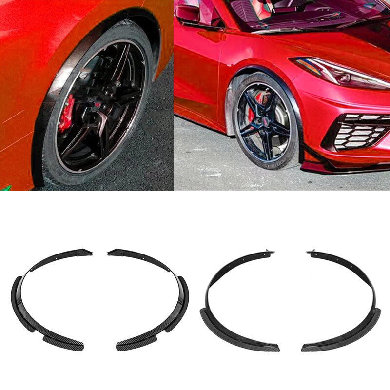 Front  Rear Wheel Fender Extensions For 20-Up for Corvette C8 CARBON FLASH METALLIC