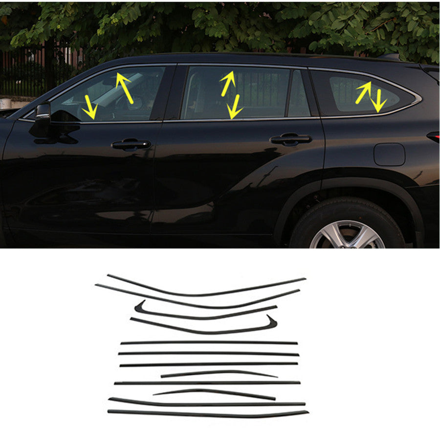 for Toyota Highlander 2020-2023 Black Steel Window Sill Molding Strip Cover Trim