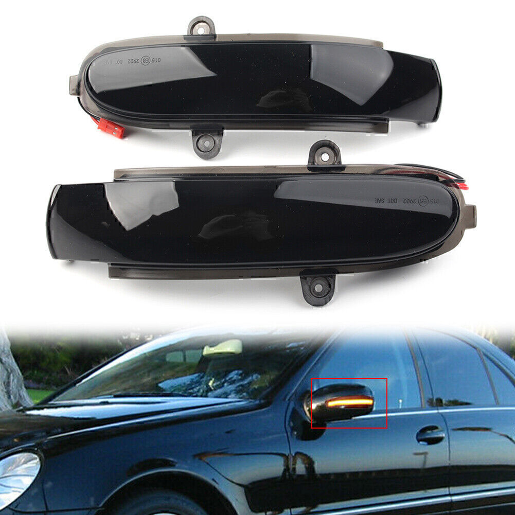 Pair LED Mirror Dynamic Turn Signal Light for Benz C Class W203 S203 CL203 Smoke