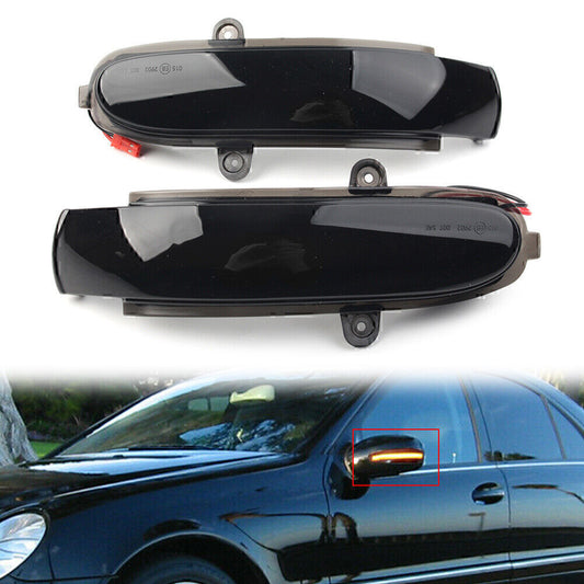 Pair LED Mirror Dynamic Turn Signal Light for Benz C Class W203 S203 CL203 Smoke