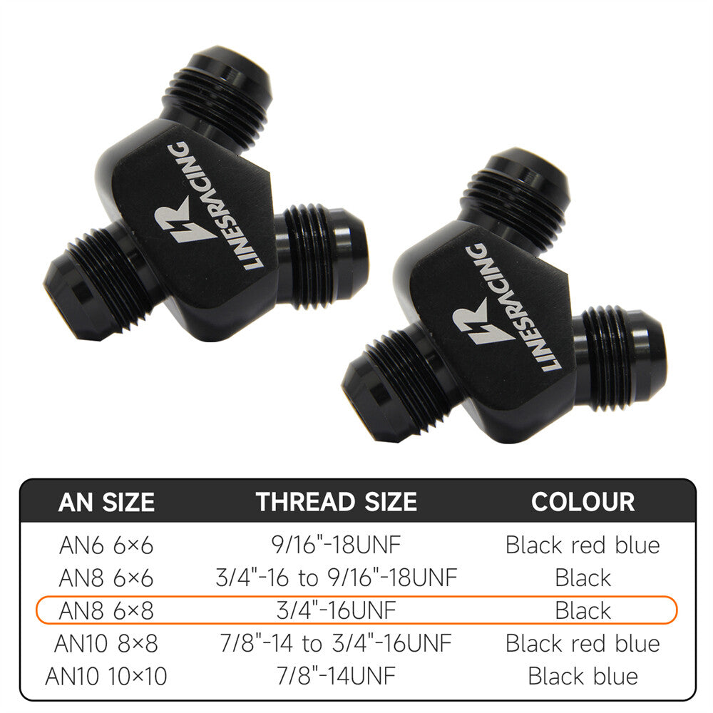 2PCS AN8 AN-8 Inlet AN8 8AN Outlet Y Block Car Aluminum Alloy Fittings Adapter