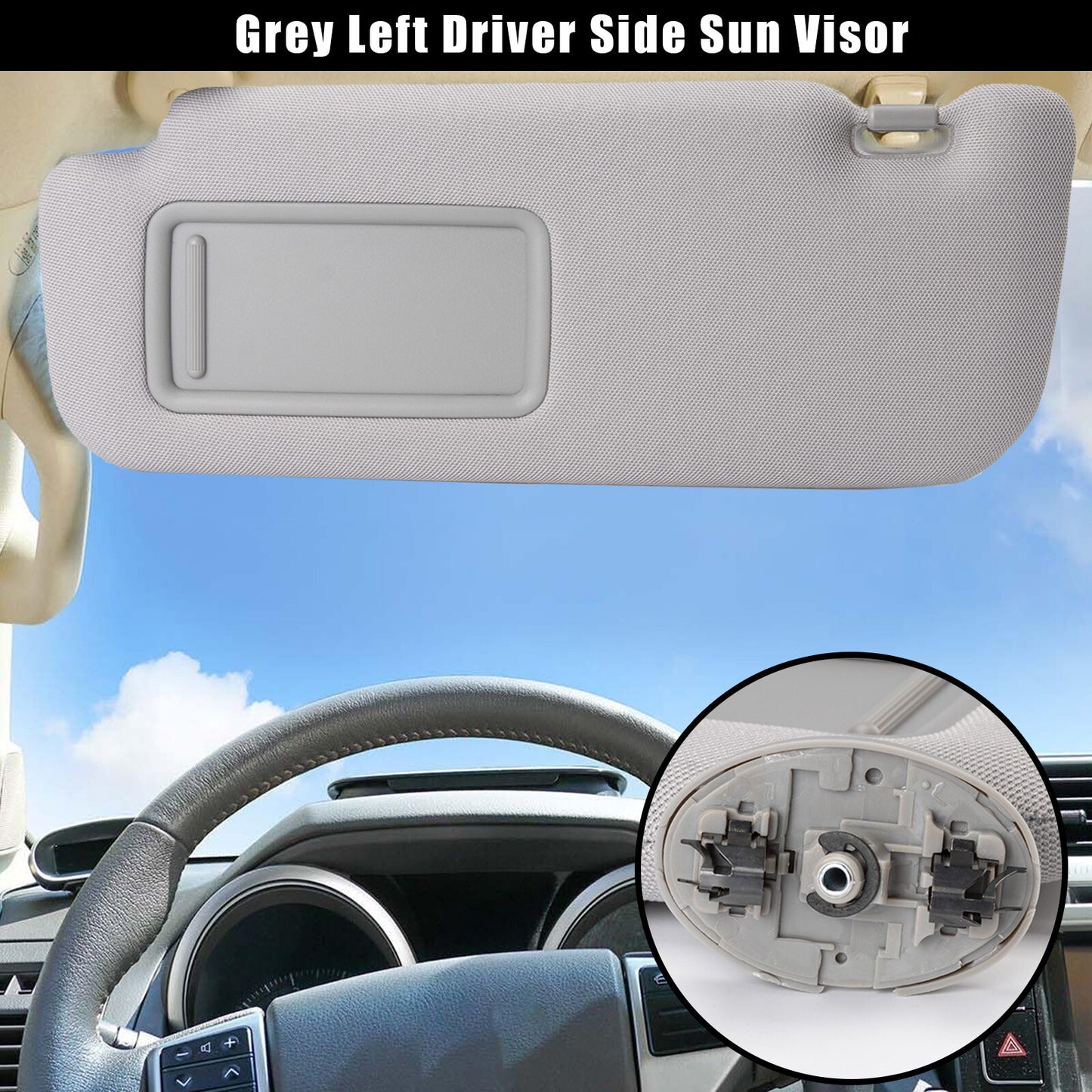 Grey Left Driver Side Sun Visor 74320-02711-E0 For 2009-2013 for Toyota for Corolla 1.8L