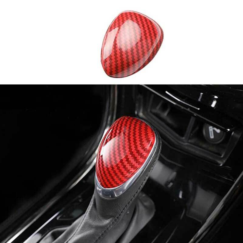 for Cadillac XTS 2013-2019 Red Carbon Fiber Console Gear Shift Knob Cover Trim