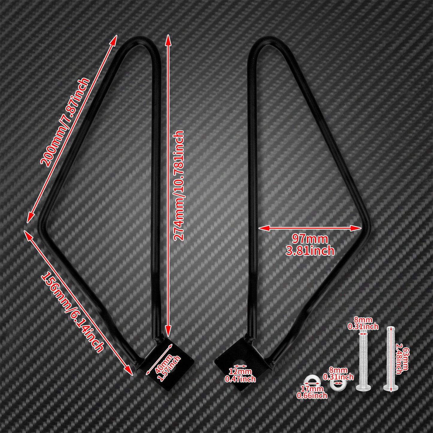 Black Saddle Bag Support Bars Mount Bracket Fit for Harley Sportster XL 883 Dyna