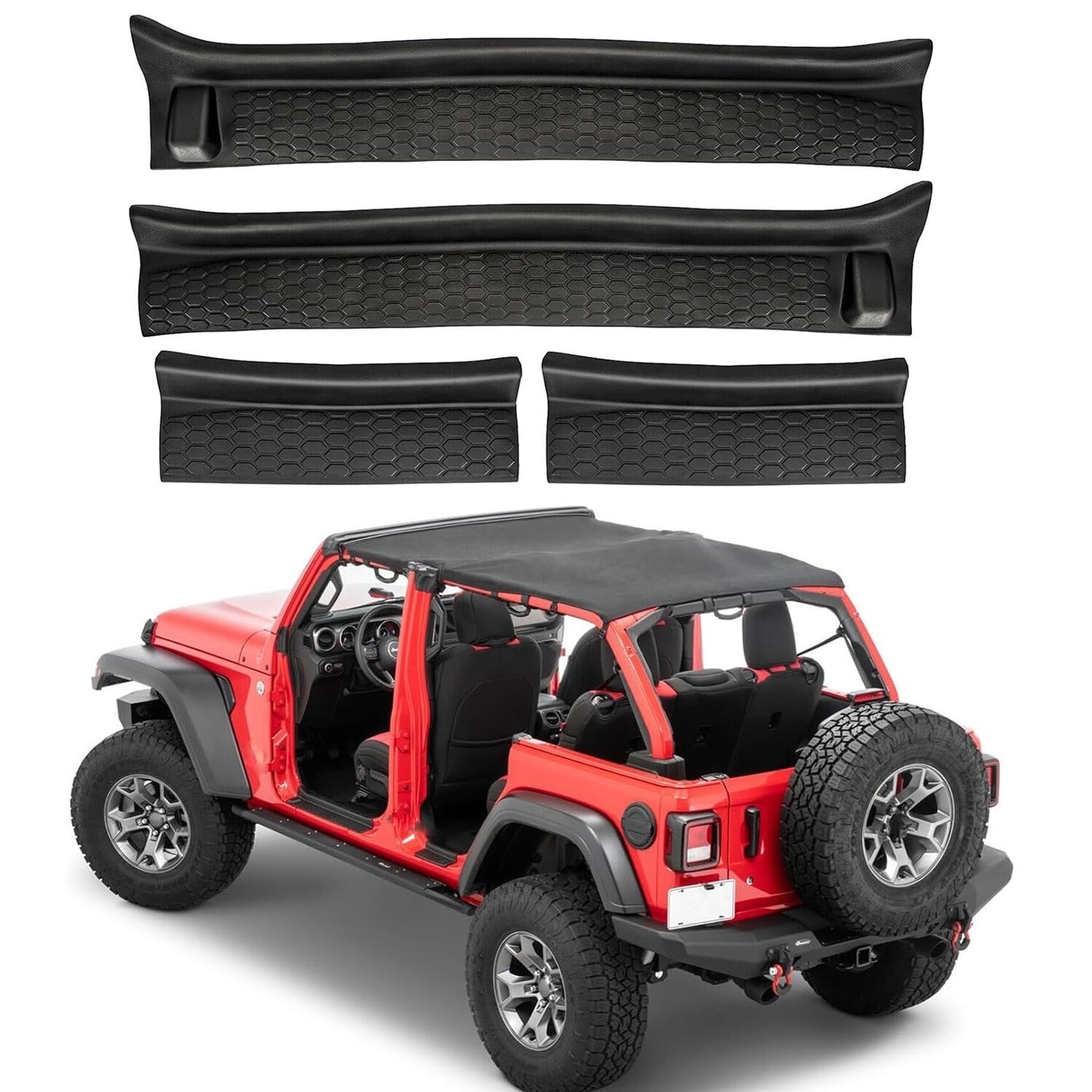 Soft Rubber 4pcs Door Sill Plate Entry Guard Fits for Jeep for Wrangler JL JLU 2018-2024