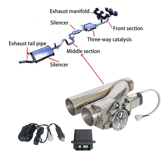 2.5 Electric Exhaust Dual Valve Downpipe Controller Remote Manual