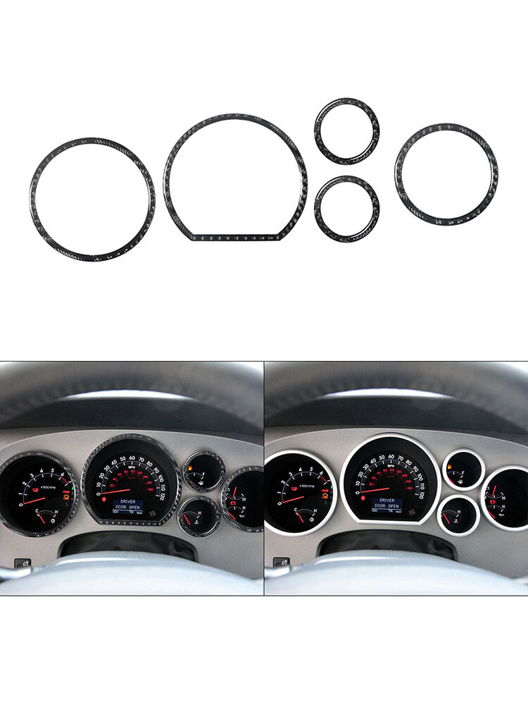 5Pcs Carbon Fiber Speedometer Ring Frame Trim Cover for Toyota Tundra 2007-2013