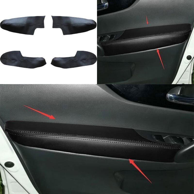 2014-20 for Nissan Rogue Interior Door Panels Black Armrest PU Leather Cover 4PC