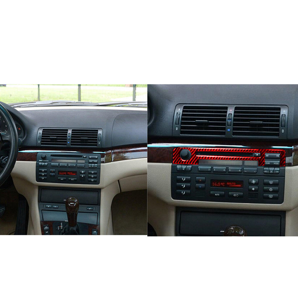 Red Carbon Fiber Central CD Console Sticker Trim for BMW 3 Series E46 1998-05