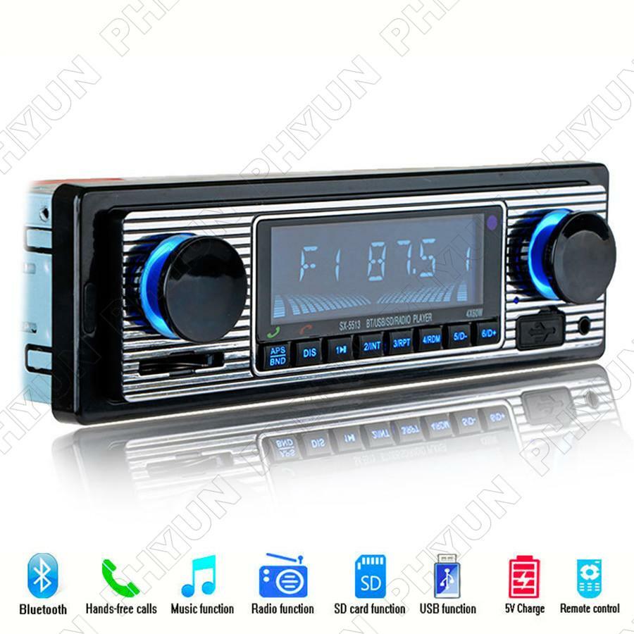 US Stock 12V Car 4CH Stereo FM Radio MP3 Player Bluetooth USB AUX Clock Display