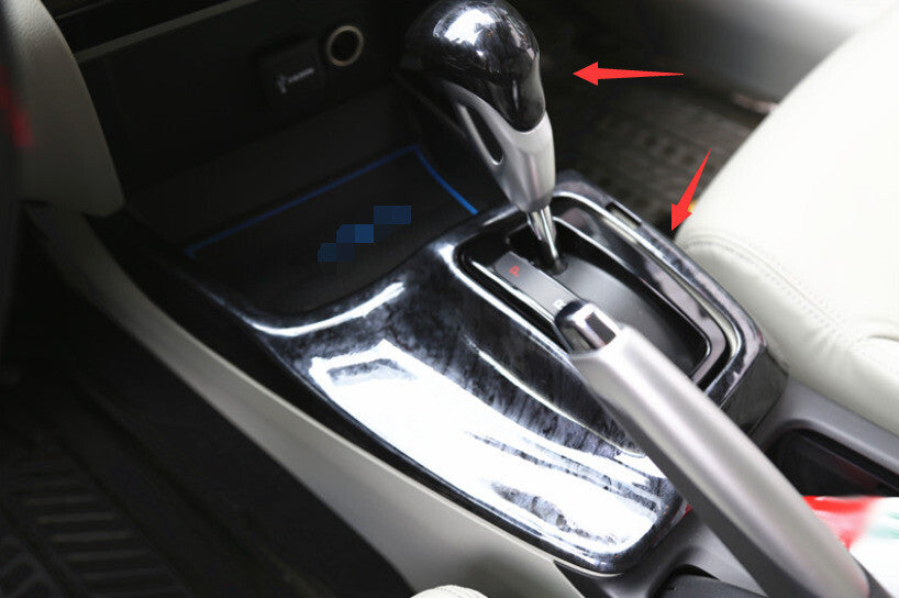 Middle Console Gear Shift Panel Trim 2 for Honda for Civic 9th 2012-2015 Black Wood