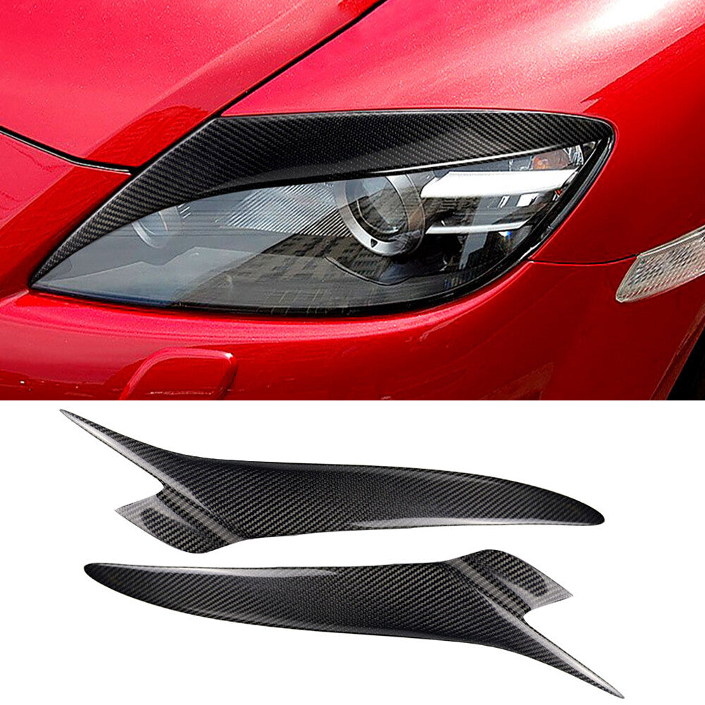 Real Carbon Fiber Front Headlight Eyelid Eyebrow Trim for Mazda RX8 RX-8 2004-08