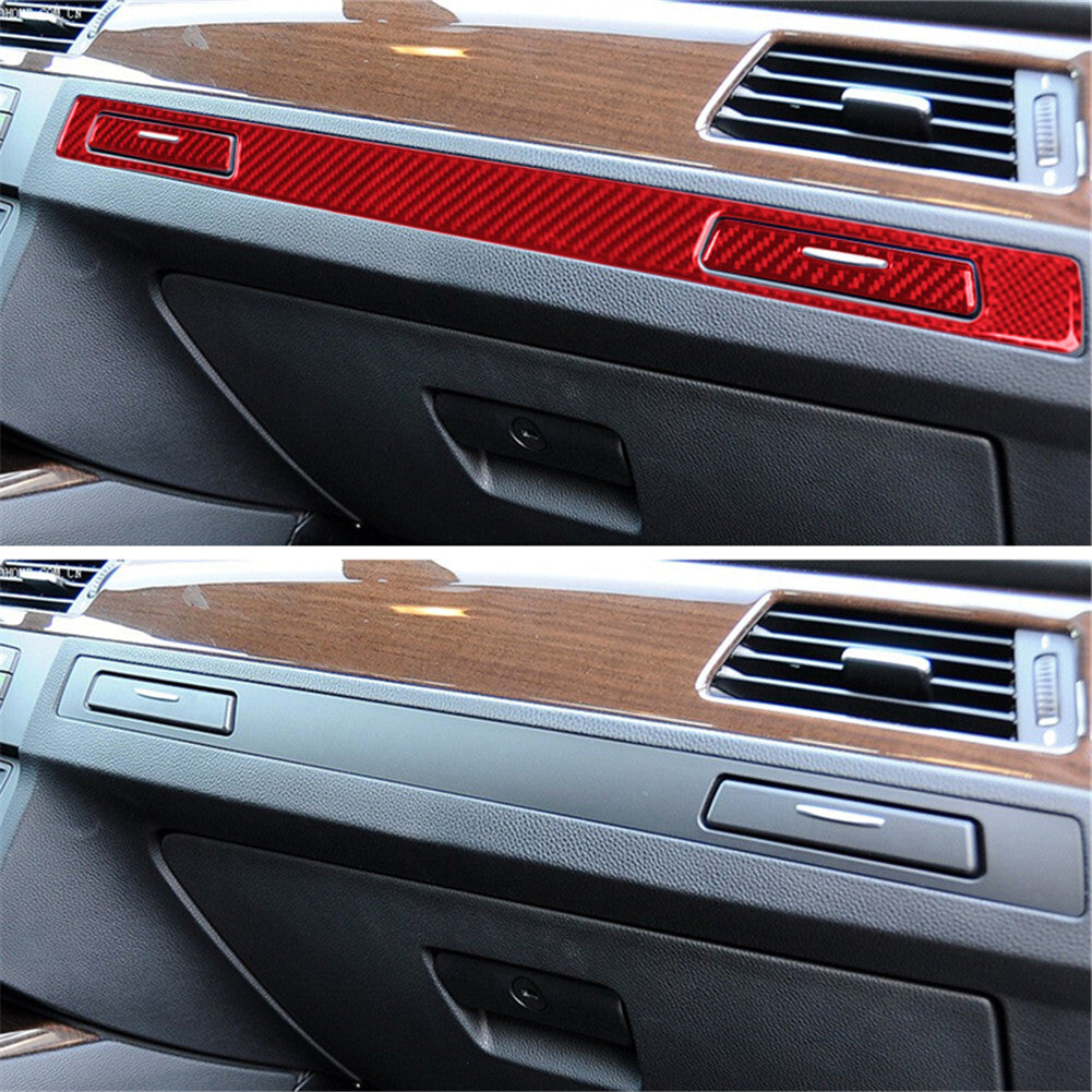 Red carbon fiber passenger beverage holder trim for BMW 3 Series E90 E92 2006-11
