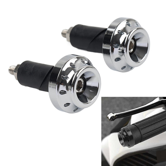 1Pair Chrome Motorcycle 7/8 1 Handlebar Grips Handle Bar End Cap Silder Plug
