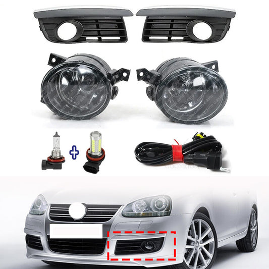 One set of fog light covers and wiring for the front bumper of for Volkswagen for Jetta V MK5 2006-2011.