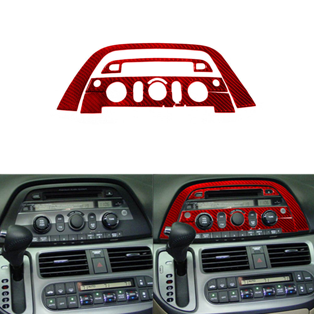 5X Red Carbon Fiber Console CD Radio Panel Cover Trim for Honda Odyssey 2005-10