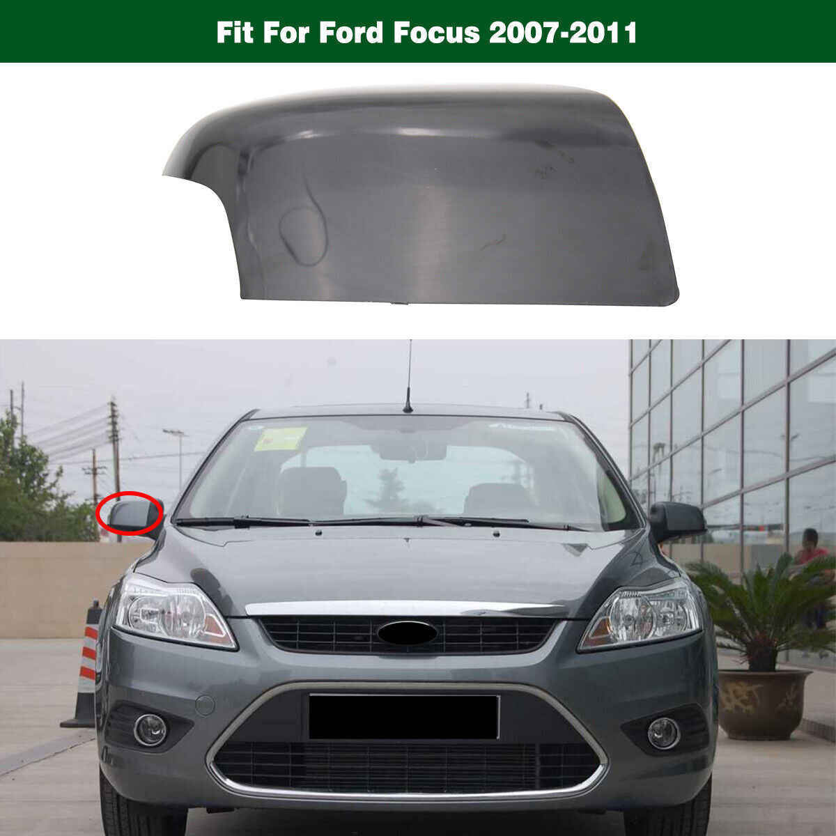 1Pcs Right Passenger Side View Mirror Cover Cap Casing for Ford Focus 2007-2011
