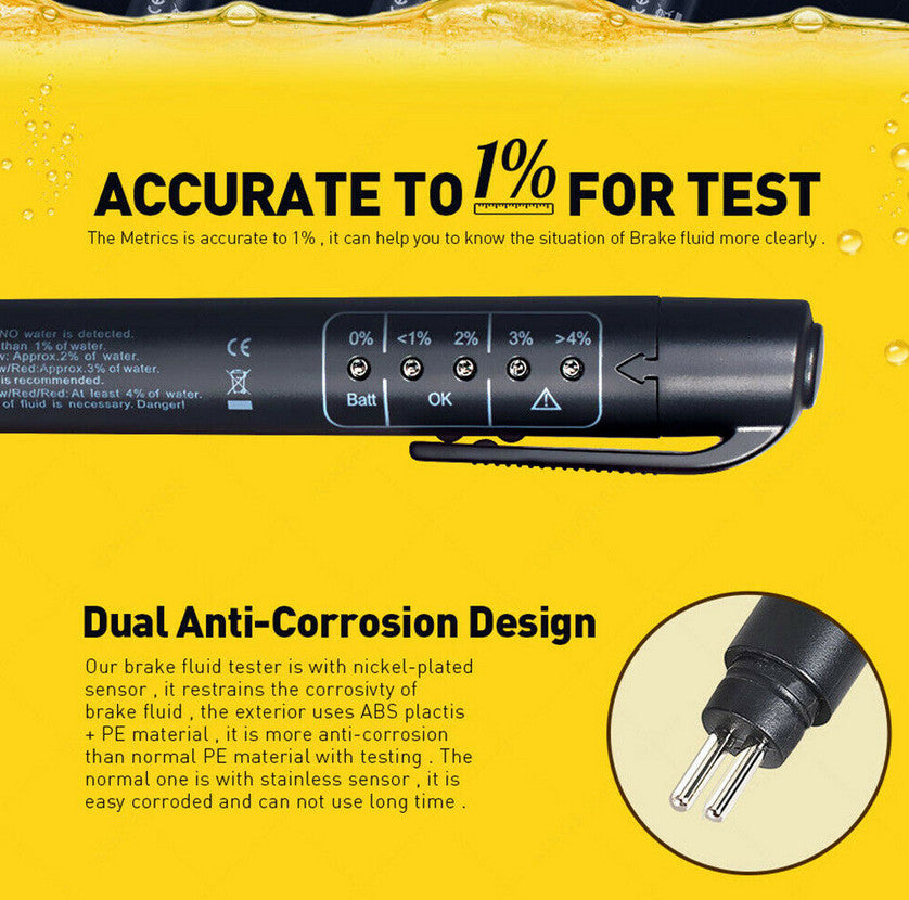 Automotive brake fluid tester diagnostic tool 5 LED pen for oil quality testing suitable for Chevrolet