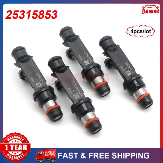4 fuel injectors, model 25315853, for Chevrolet Aveo 1.6L L4 (2004, 2005, 2006). Model number 96386780
