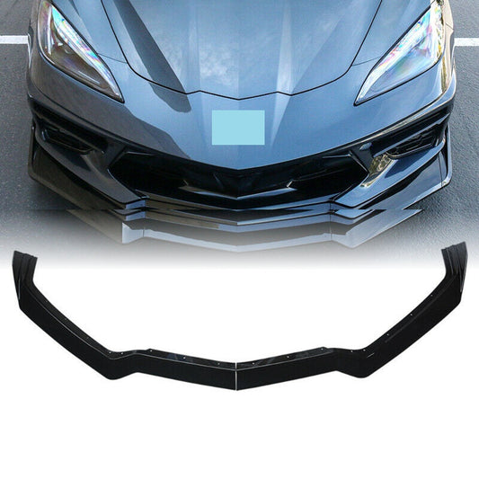 5PCS Gloss Black Front Bumper Lip Spoiler For 20-23 for Corvette C8 5VM Style