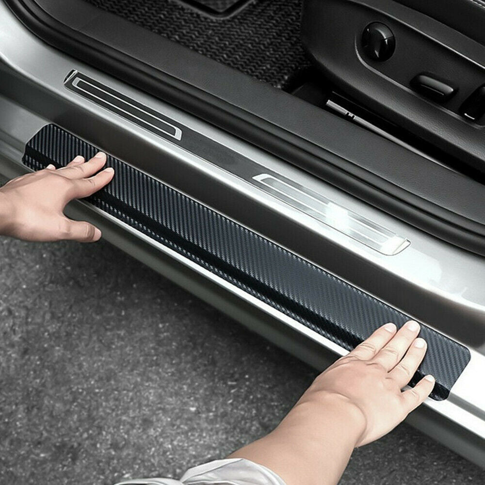 4x carbon fiber car door plate sill scuff cover anti-scratch sticker