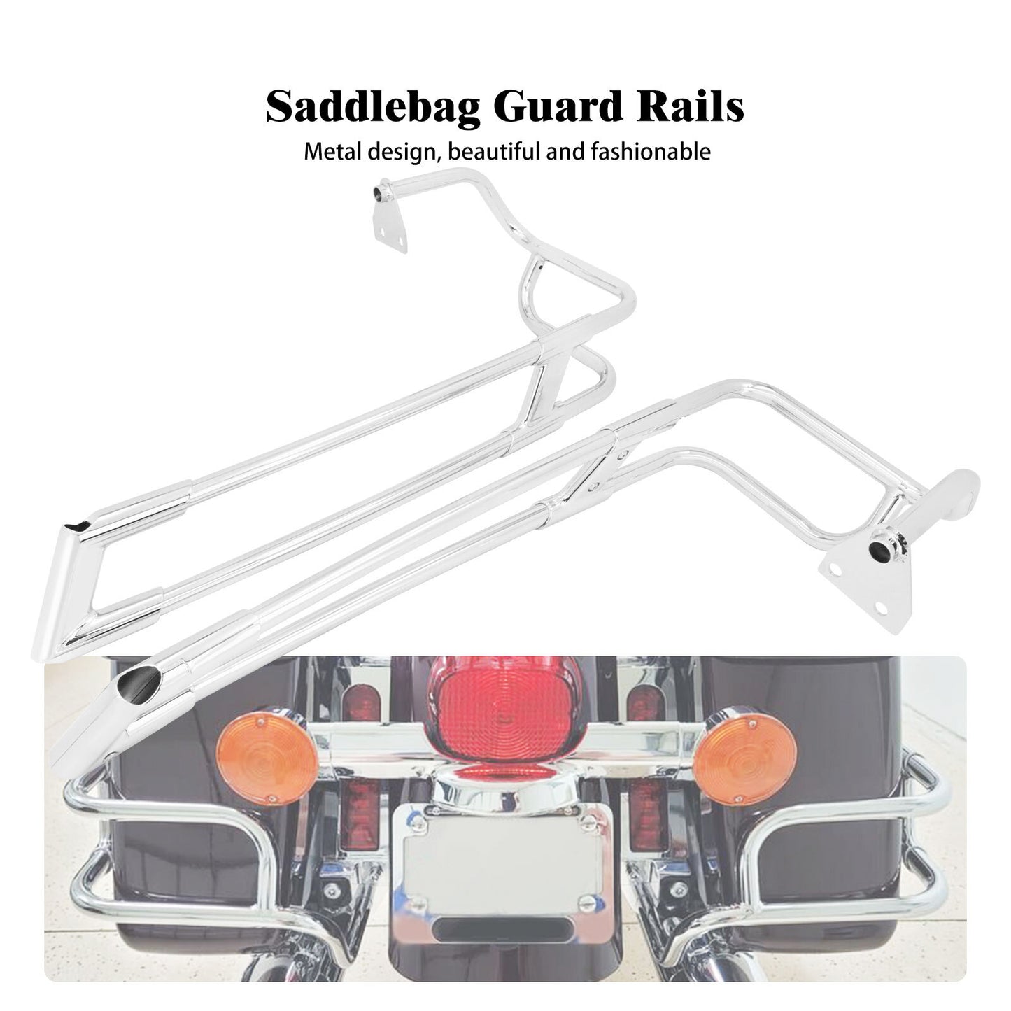 Chrome Hard Saddlebag Guard Rails for Harley Touring Road Electra Glide 14-2023