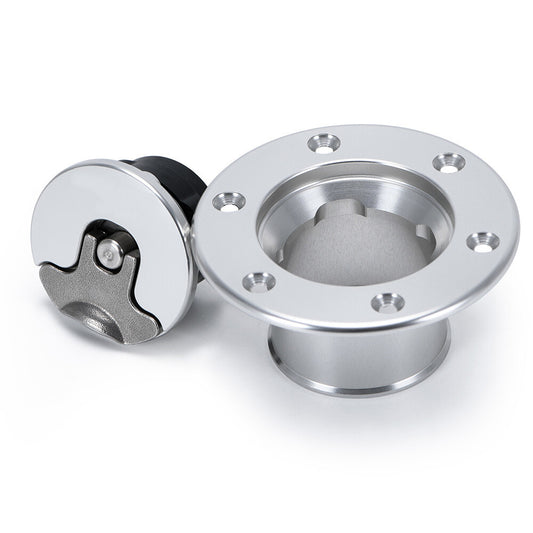 Billet Aluminum Aircraft Style Fuel Cell Gas Cap With 6 Hole Silver 35.5mm