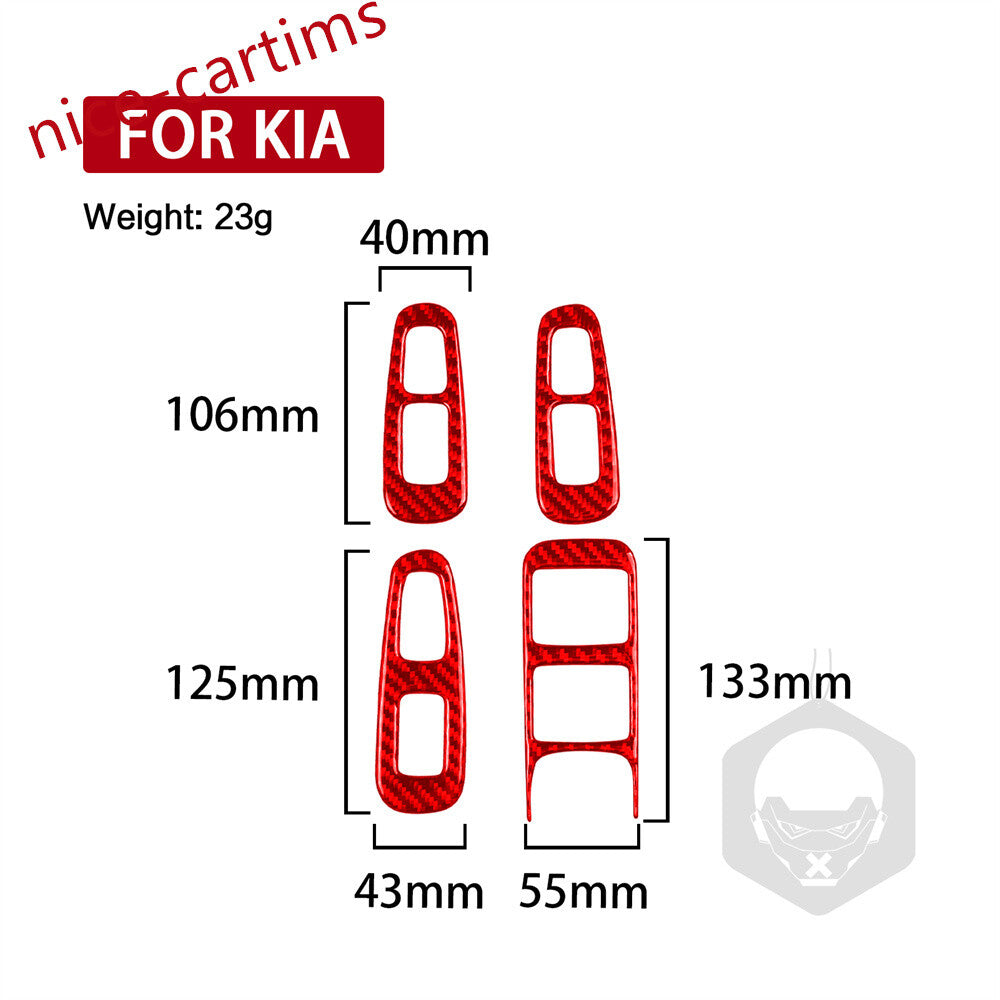 for Kia Stinger 2019+ RHD Window Lift Switch Button Panel Cover Red Carbon Fiber