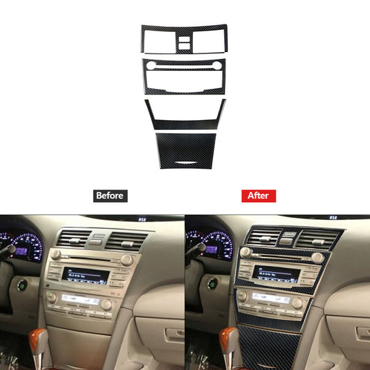 4Pcs Carbon Fiber Digital Dimate Control Cover Trim for Toyota for Camry 2007-2011