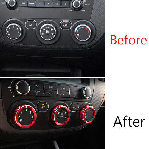 Console AC Switch Control Button Cover Trim Fit for Kia K3 14-18 Red Aluminum 3X