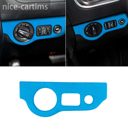 for Dodge for Challenger 2015+ Charger 2010+ Headlight Switch Panel Cover Suede Blue