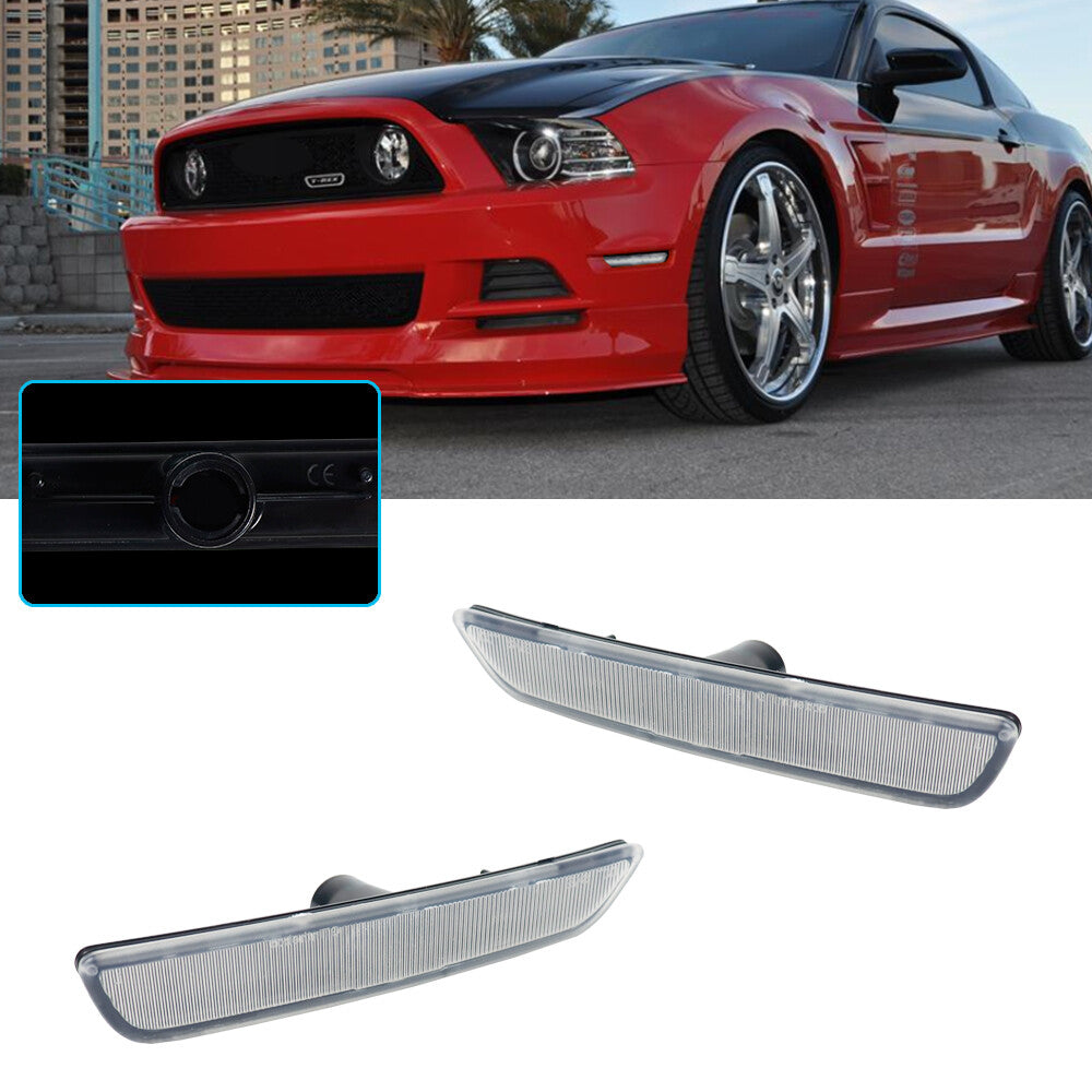 2-Piece Front Marker Lamp Cover Housing for 10-14 for Ford for Mustang,Clear Lens