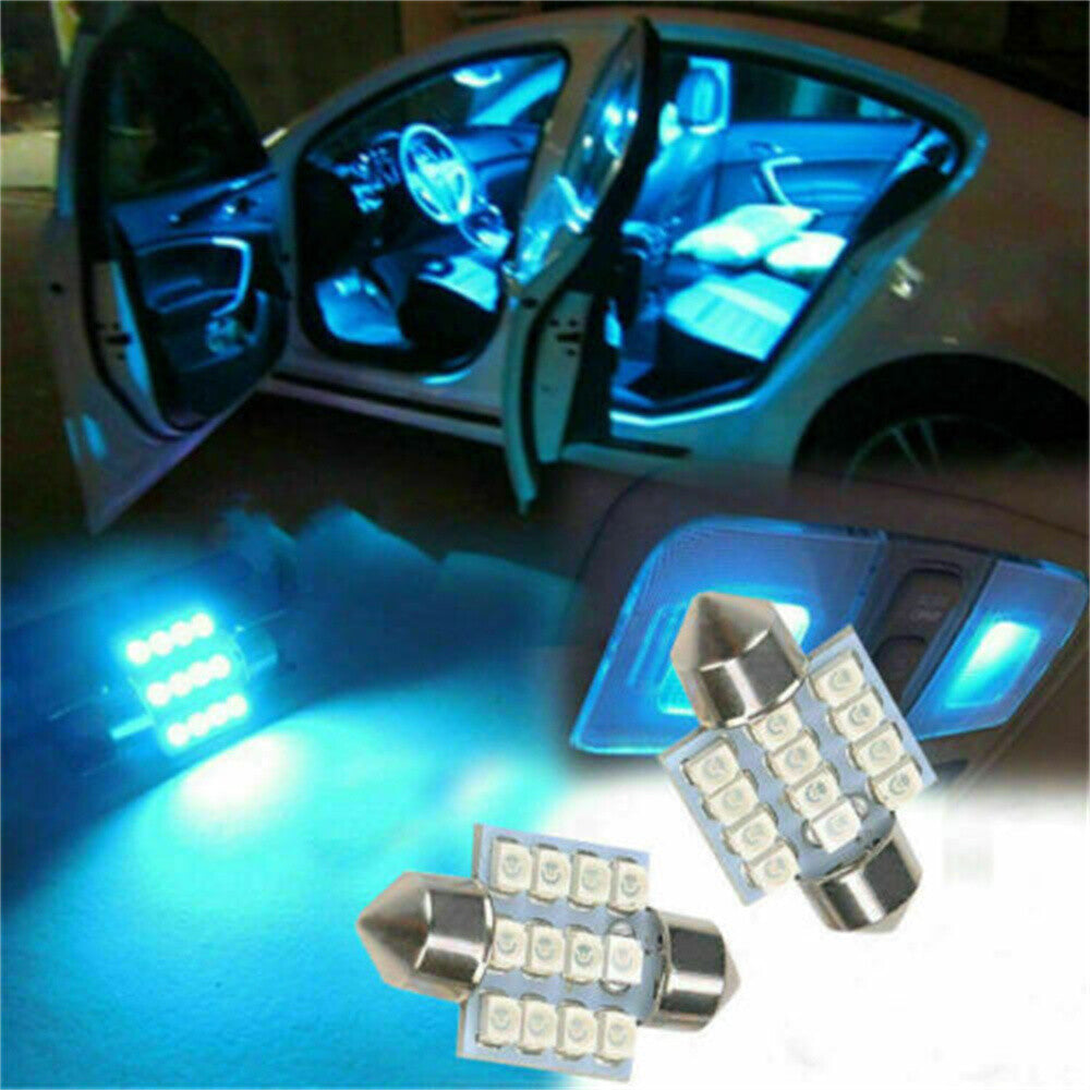 13pcs 8000K Blue LED Interior Lights Bulbs Kit Car Trunk Dome License Plate Lamp