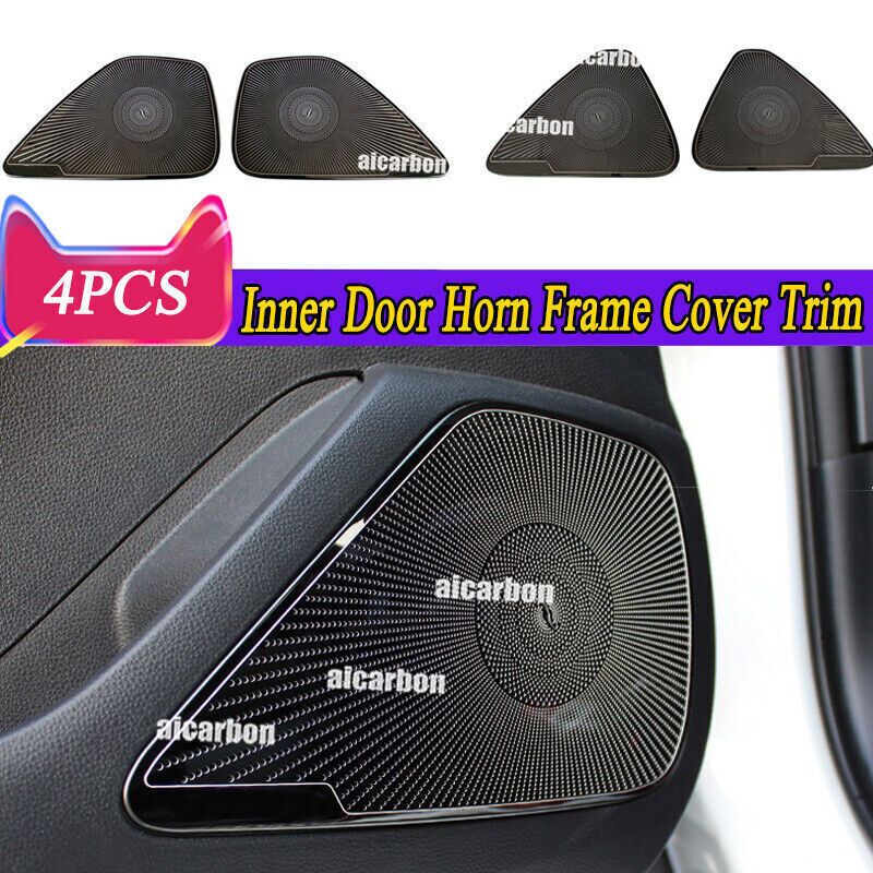 4X Black Steel Inner Door Horn Stereo Frame Cover Trims for Toyota for Corolla 20-24