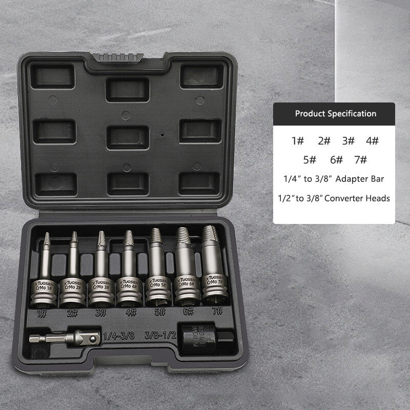 9Screw Extractor Set Hex Head Multi-Spline Easy Out Bolt Extractor Remover Tool