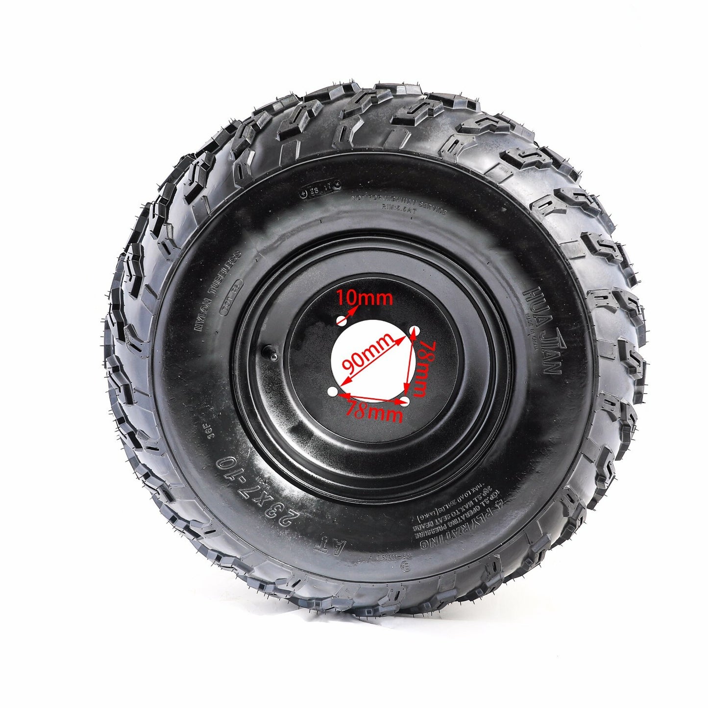 All-terrain vehicle tires 23x7-10, 4-lumen rims, 10-inch wheels suitable for go-karts and off-road vehicles.