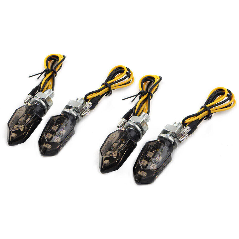 for Mini 12V LED Turn Signals Blinker Light Indicator Amber Lamp Motorcycle 4X UK