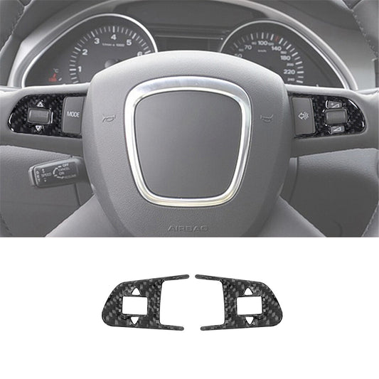 2Pcs Carbon Fiber Steering Wheel Buttons Cover Trim for Audi Q7 2007-2015