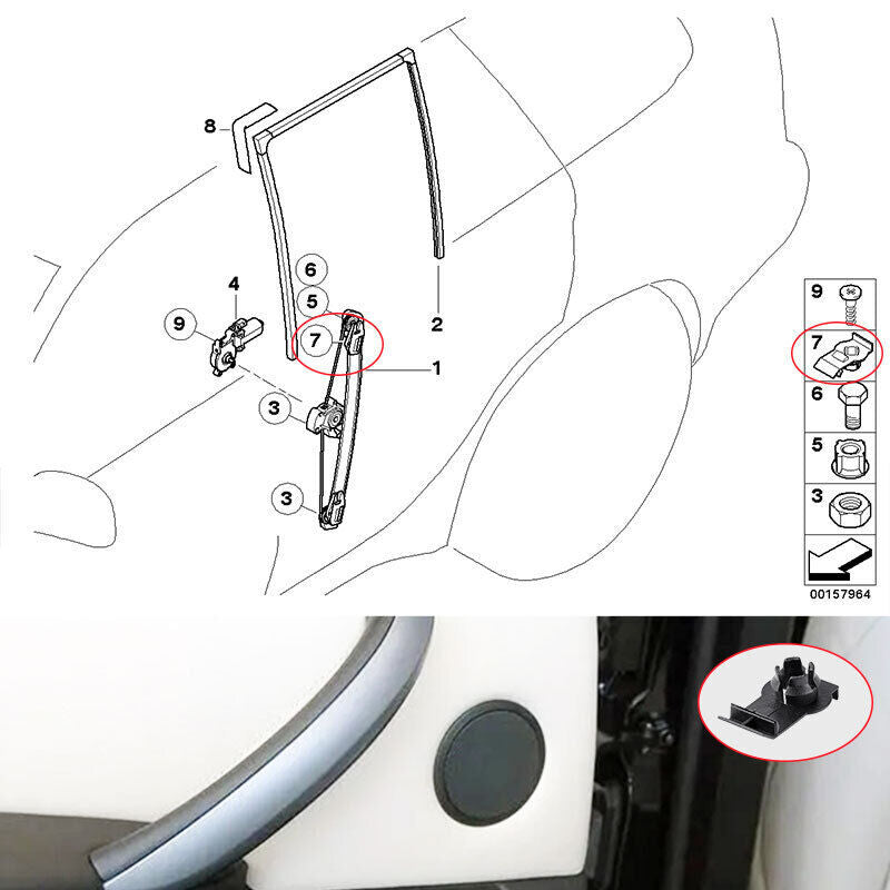 2-Piece Front Window Adjuster Clip Mounting Bracket for BMW X5 E53 L+R (models 00-06)