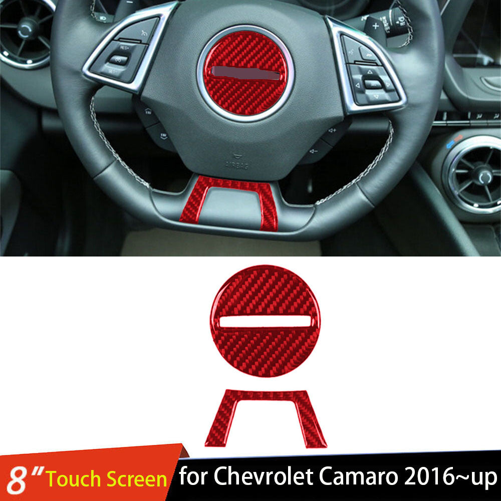 Red Carbon Fiber Steering Wheel Center Lower Trim for Chevrolet Camaro 2016-23