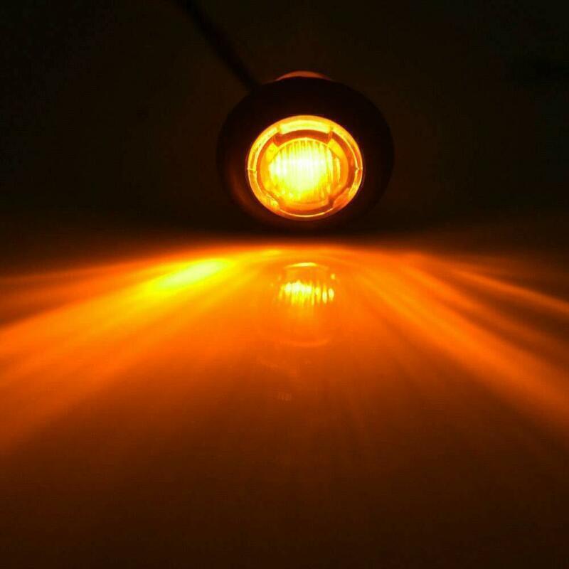 100X Amber 3/4 Round Side 3 LED Marker Trailer Bullet Chrome Stainless Lamps
