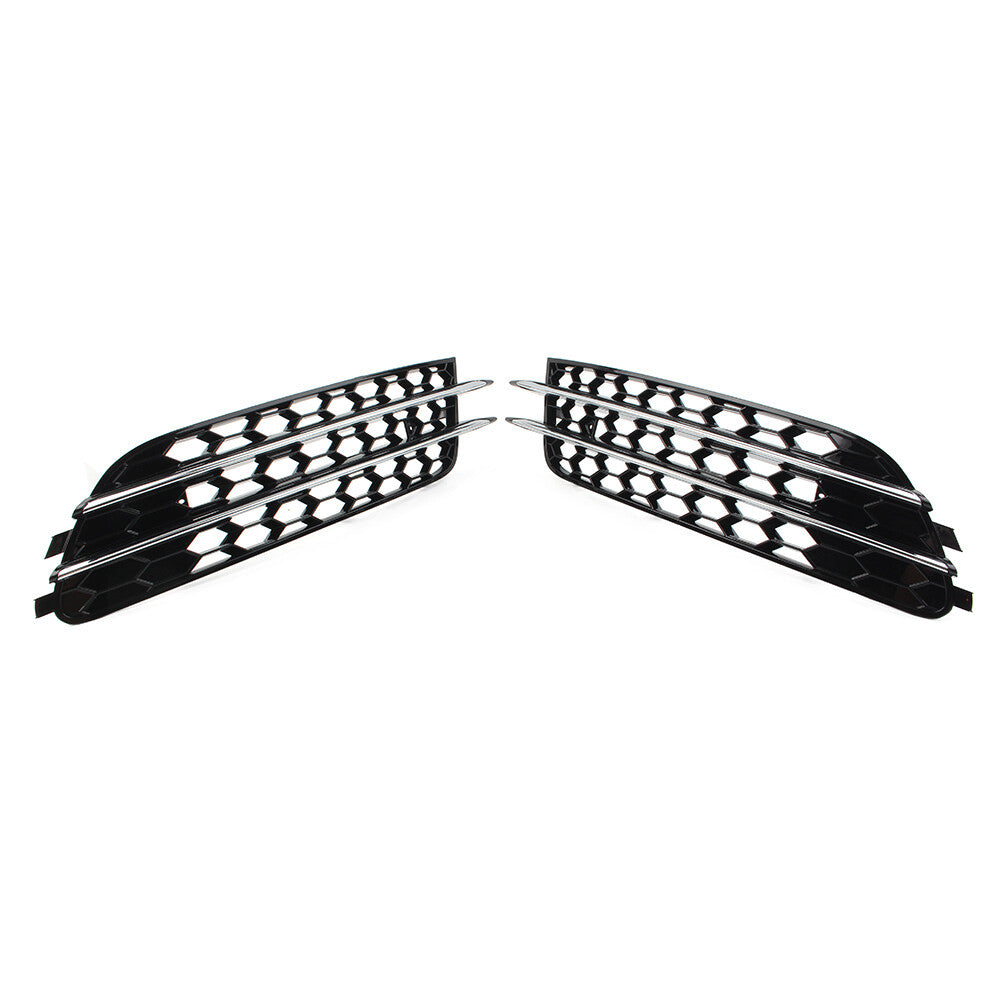 Pair Front Bumper Honeycomb Fog Light Grille Cover for Audi A6 C7 Sedan 2012-15