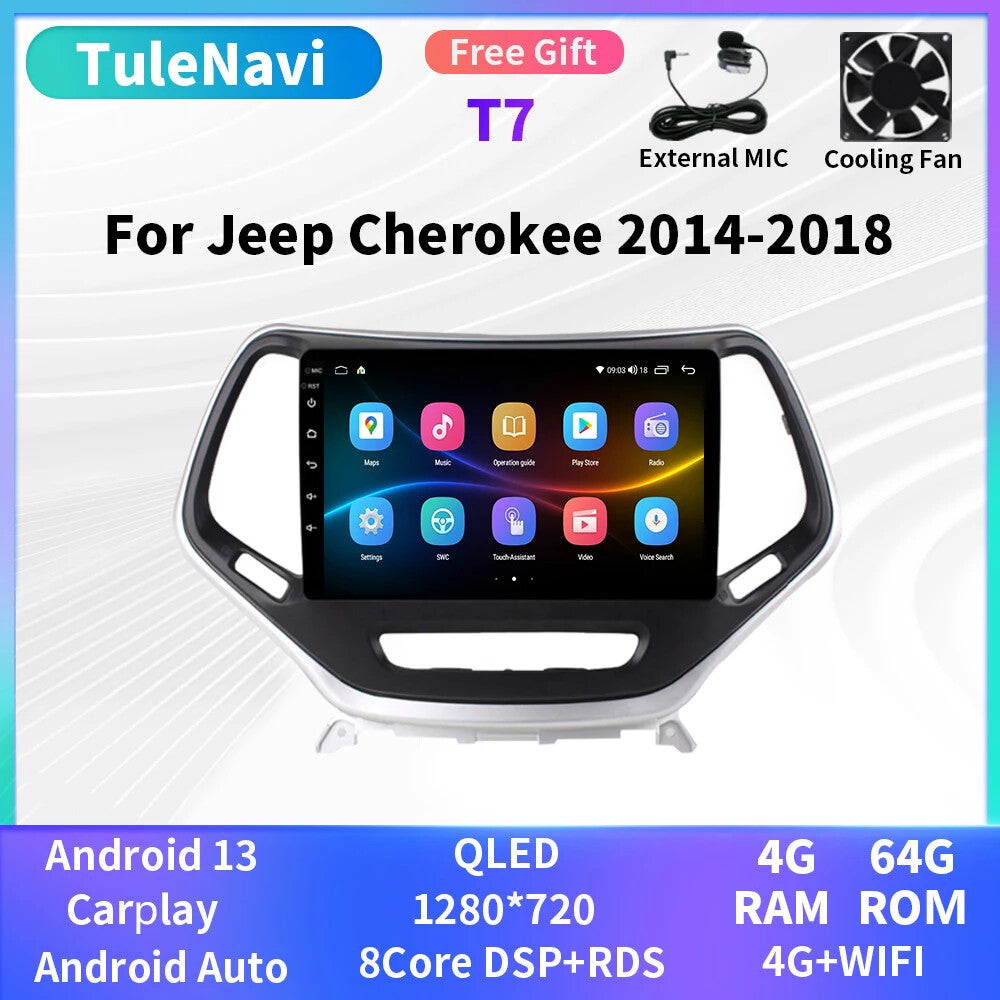 Android Car Radio for Jeep Cherokee 2014-2018 Stereo CarPlay GPS Player Screen