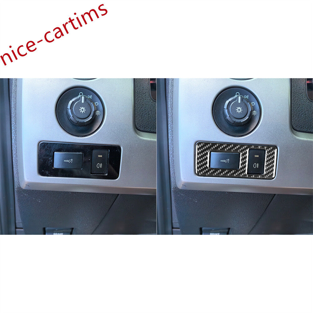 Carbon Fiber Interior Headlight Switch Button Panel Trim for Ford F150 2009-2014