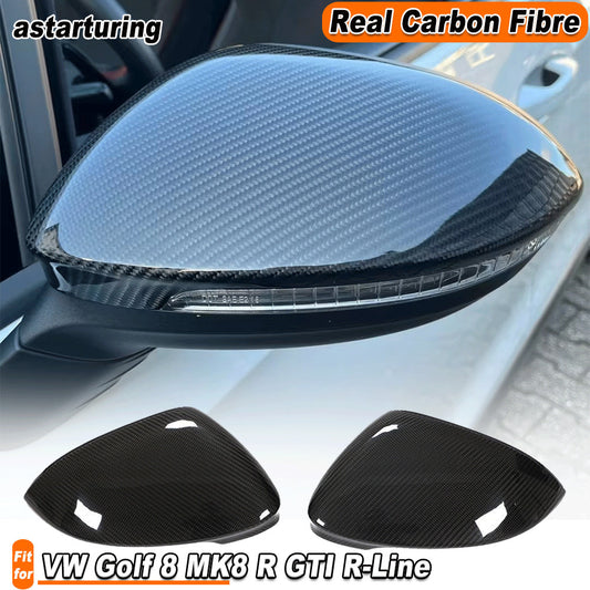 for VW for Golf 8 MK8 R GTI R-Line 2020+ W/Lane Assist Carbon Fiber Mirror Cover Cap