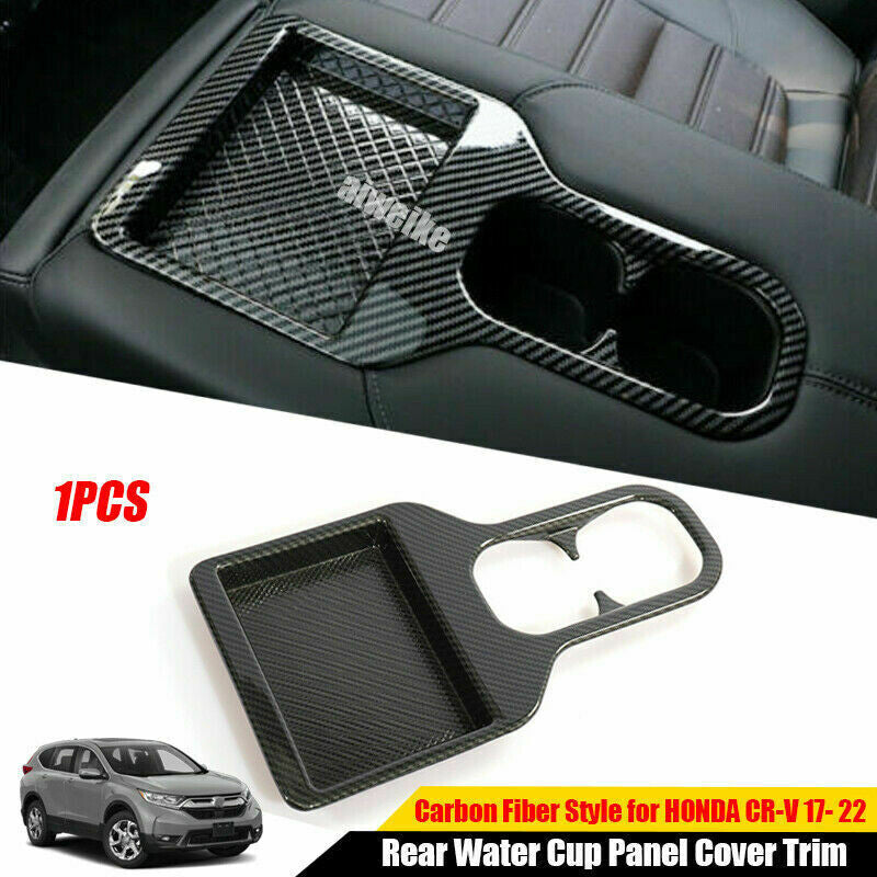 for Honda CR-V CRV 2017-2022 Carbon Fiber Look Rear Water Cup Panel Cover Trim